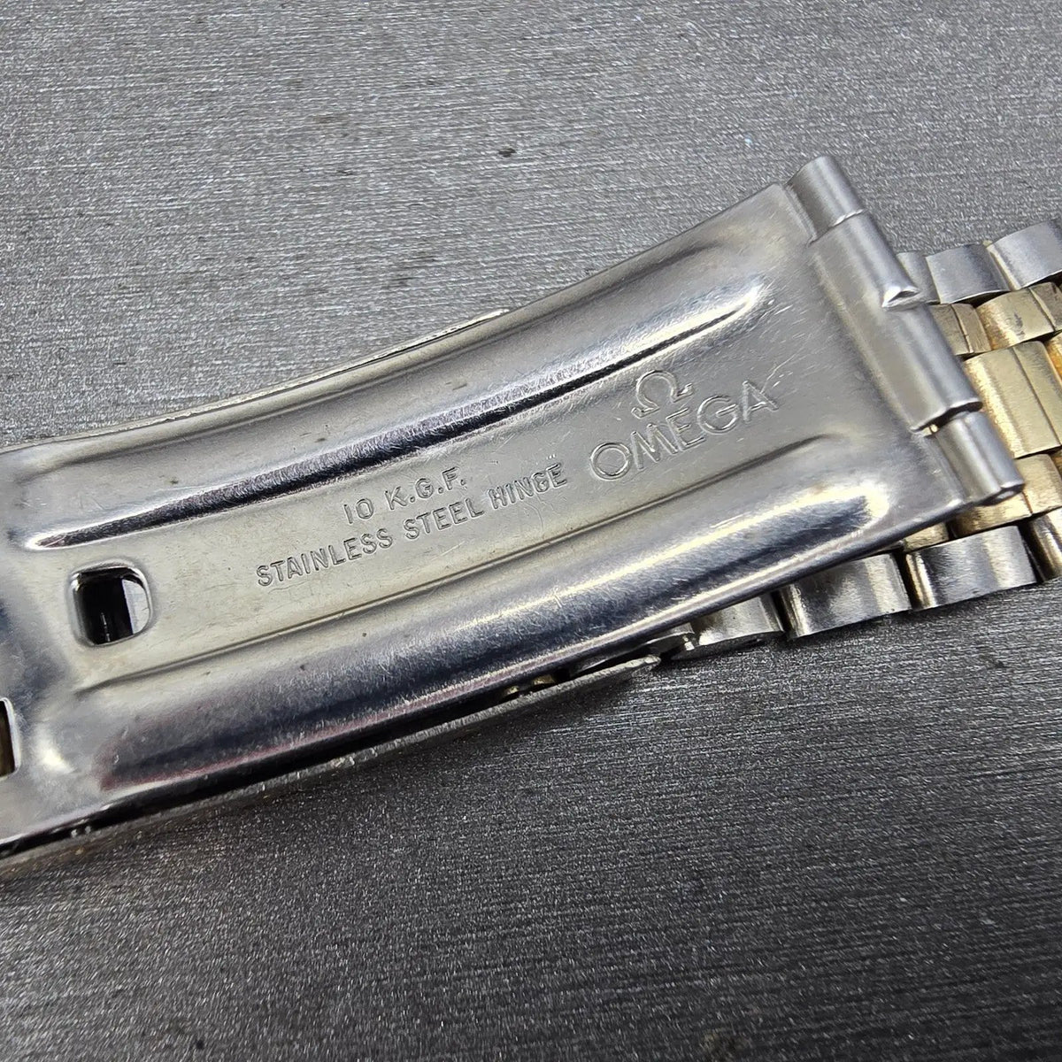 Omega Bracelet Two Tone Stainless Steel 10K Gold Filled 18.8mm Vintage12