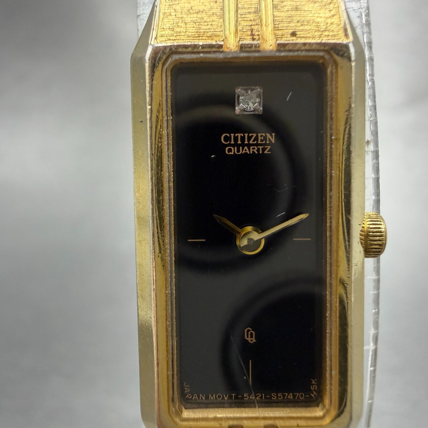 Citizen CQ Tank Watch Women 13mm Black Dial Gold Tone 5421-618523 New Battery1