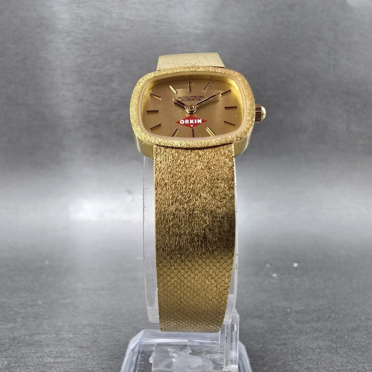 Bulova Accutron Watch Women 20mm Champagne Dial Gold Tone Rectangle P9 PARTS6