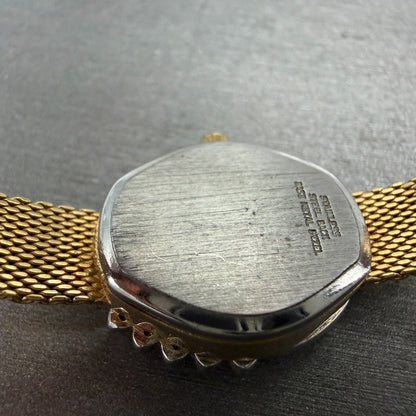 Gruen Watch Women 16mm White Dial Gold Tone Oval Diamond Bezel New Battery ABC9