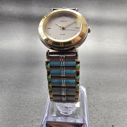 Seiko Alba Urban Watch Women 25mm Silver Dial Two Tone Round V301-6150 New Batt5