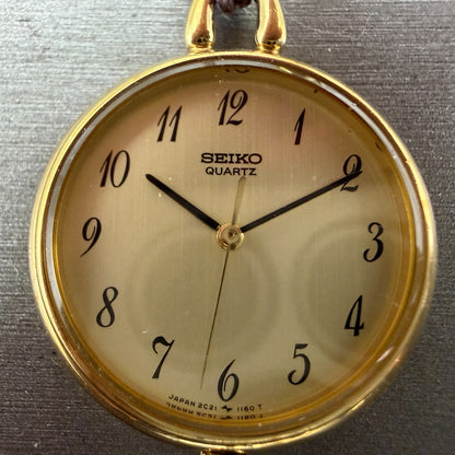 Seiko Pocket Watch Women 27mm Champagne Dial Gold Tone 2C21-0300 New Battery2