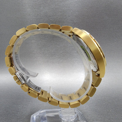 Movado Heritage Datron Watch Men 39mm Blue Dial Gold Tone Date Round 36501438