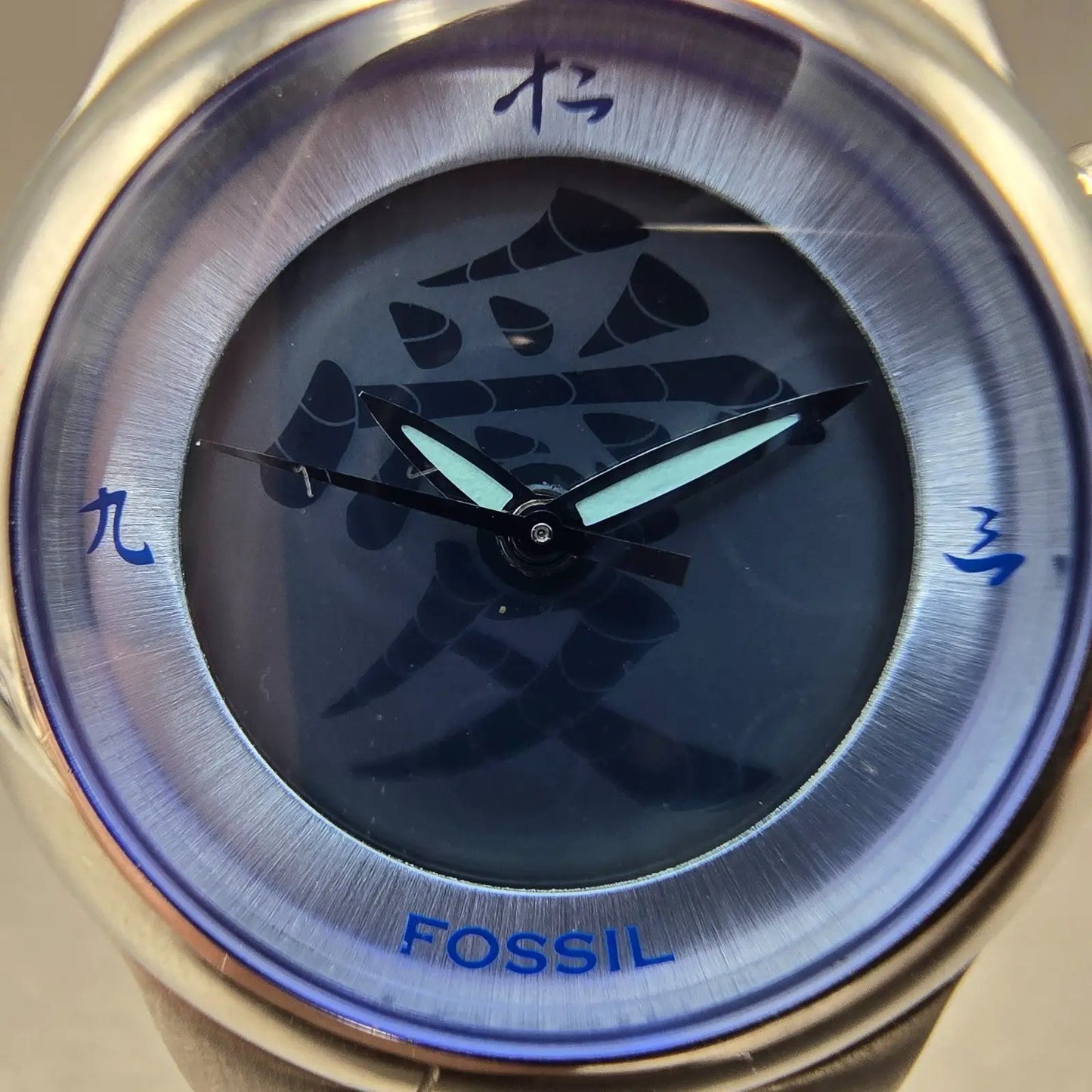 Fossil Big Tic Watch Women 32mm Blue Dial Silver Tone JR-8087 New Battery1