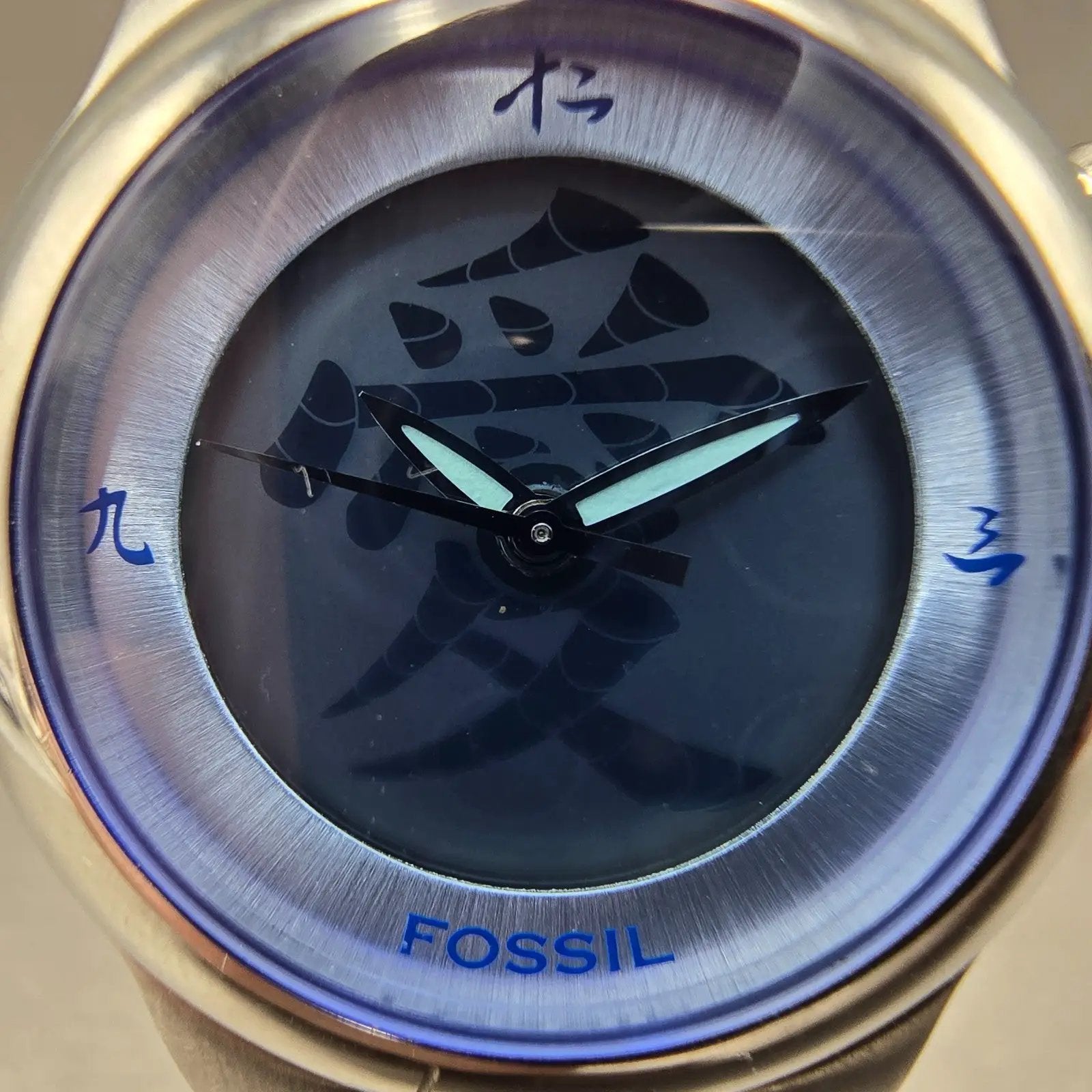 Fossil Big Tic Watch Women 32mm Blue Dial Silver Tone JR-8087 New Battery1