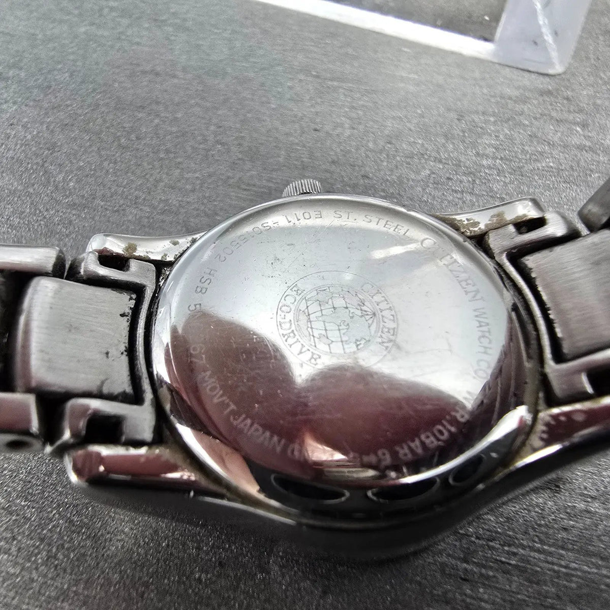 Citizen Eco-Drive Watch Women 25mm Black Dial Silver Date E011-S015502 Runs JP69