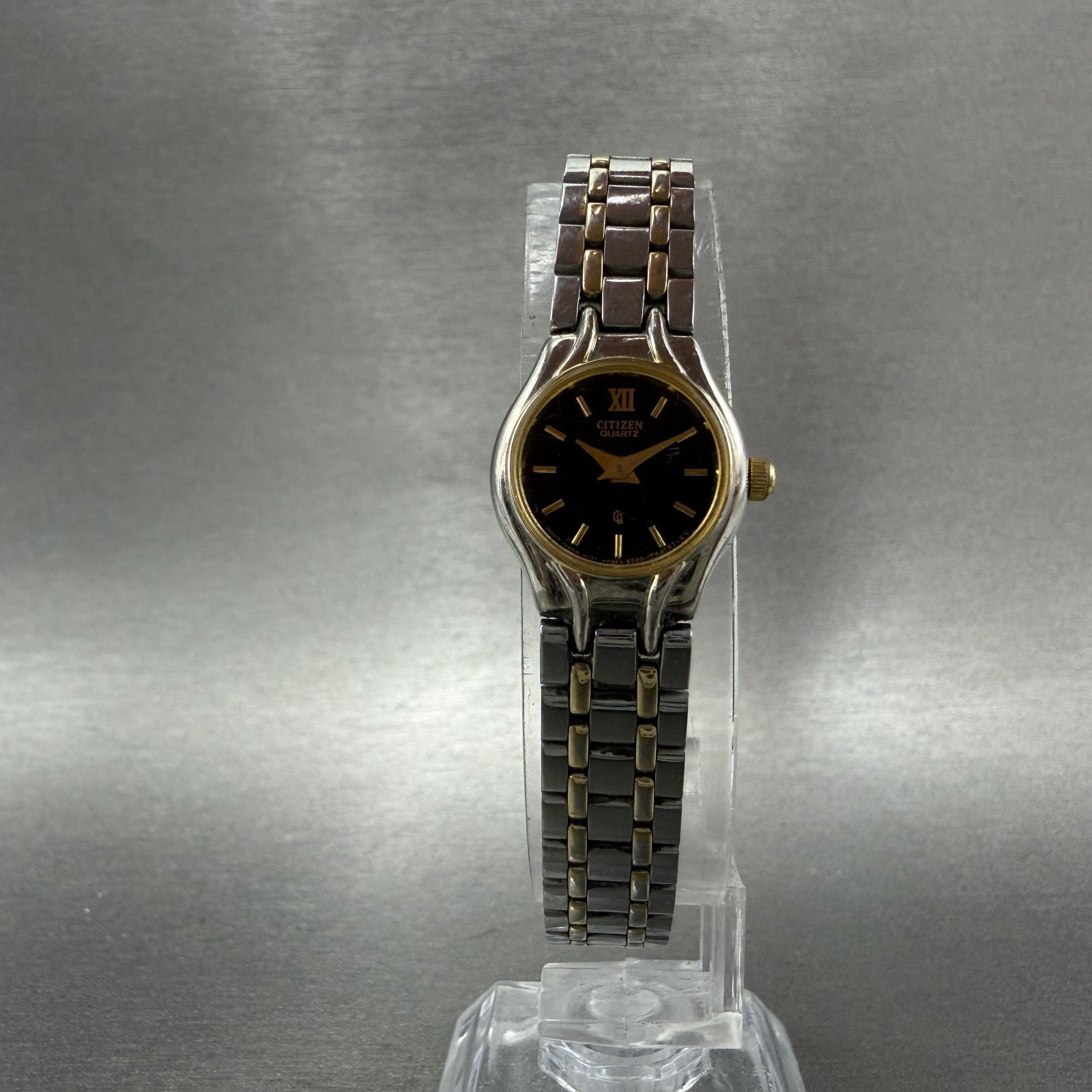 citizen CQ Watch Women 17mm Black Dial Two Tone Round 3220-T15715 New Battery5
