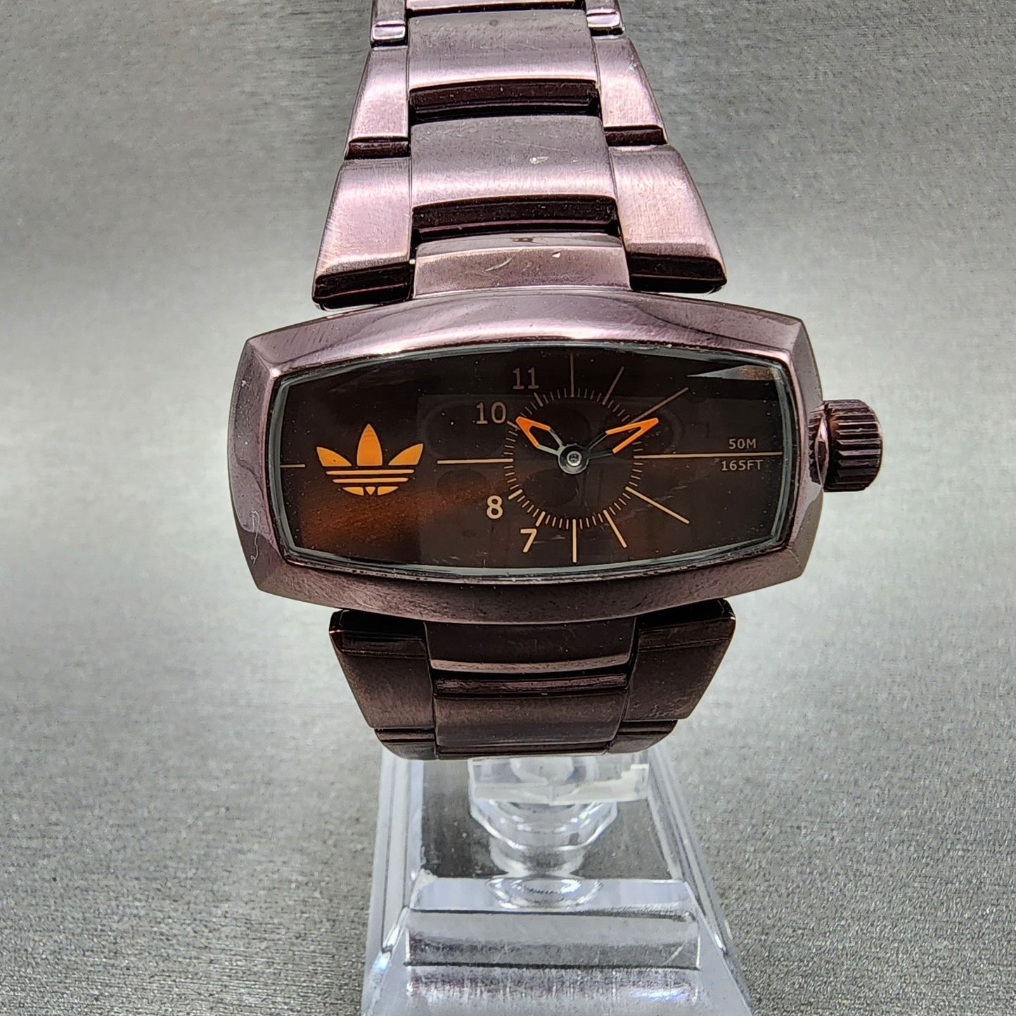 Adidas Watch Women 41mm Orange Dial  Purple Tone Rectangle ADH1630 New Battery0