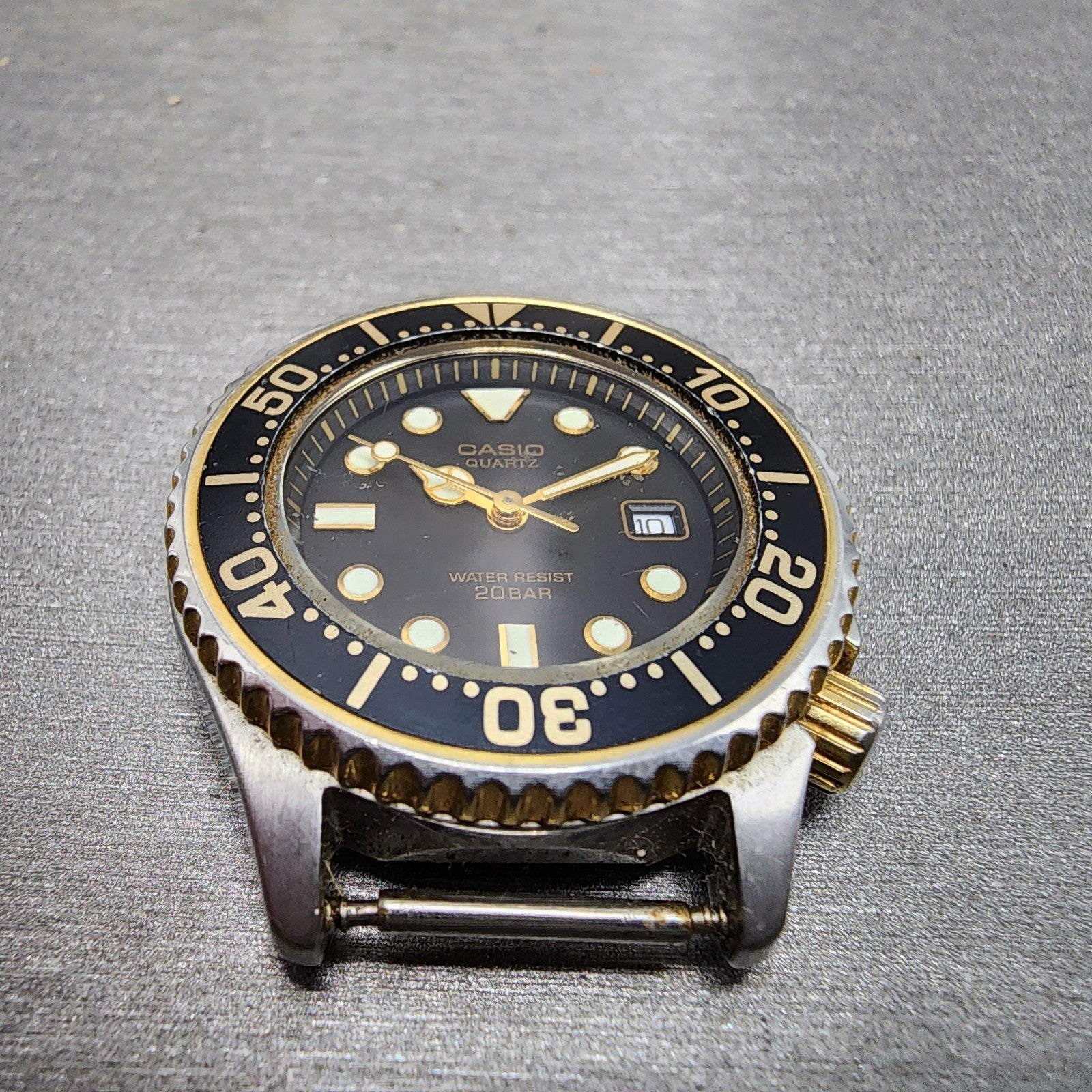 Casio Dive Watch Women 32mm Black Dial Two Tone Date Round LD700 New Battery2