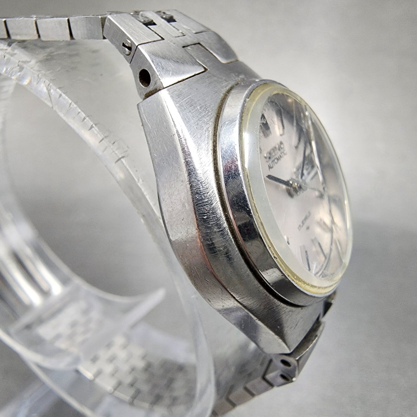 Seiko Automatic Watch Women 25mm Silver Dial Silver Tone Daydate Runs READ!!!!!!3