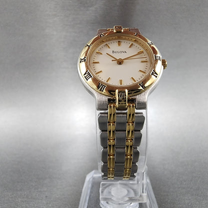 Bulova Watch Women 24mm Cream Dial Two Tone Round Bracelet 98L61 New Battery5