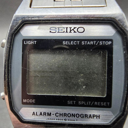 Seiko Watch Men 33mm Silver Digital Alarm Chronograph A904 PARTS Vintage2