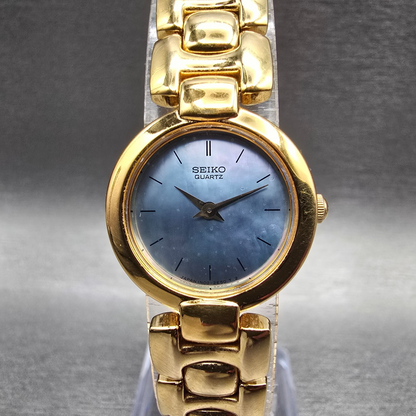 Seiko Watch Women 21mm MOP Dial Gold Tone Round 1N00-0G59 New Battery Vintage JP0