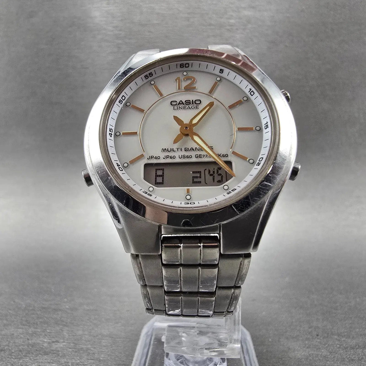 Casio Lineage LCW-M200 Watch Men 38mm White Dial Steel Analog Digital Solar JDM5