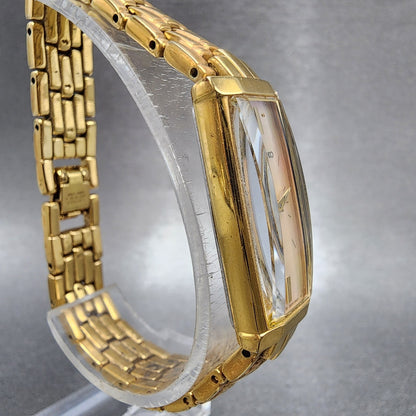 Seiko Tank Watch Women 14mm MOP Dial Gold Tone Rectangle 2e207609 New Battery3