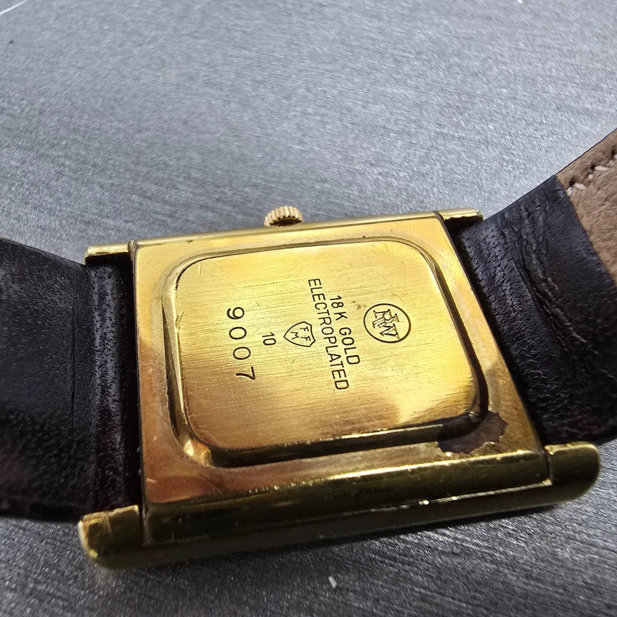 Raymond Weil Tank Watch Women 23mm Gold Dial Gold Plated Rectangle READ!! NewBat9