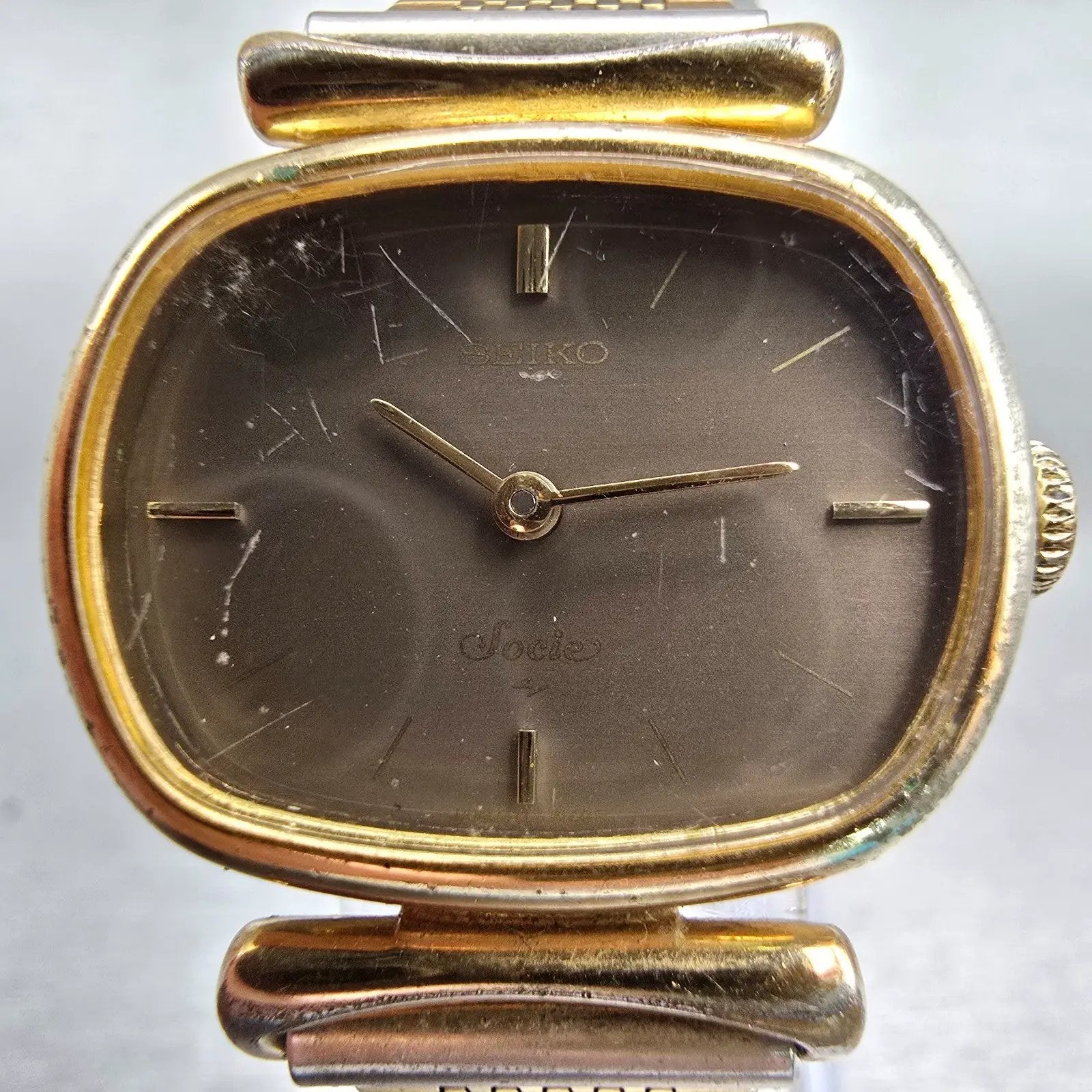 Seiko Watch Women 25mm Brown Dial Gold Tone Oval 11-5020 Manual Wind Vintage1
