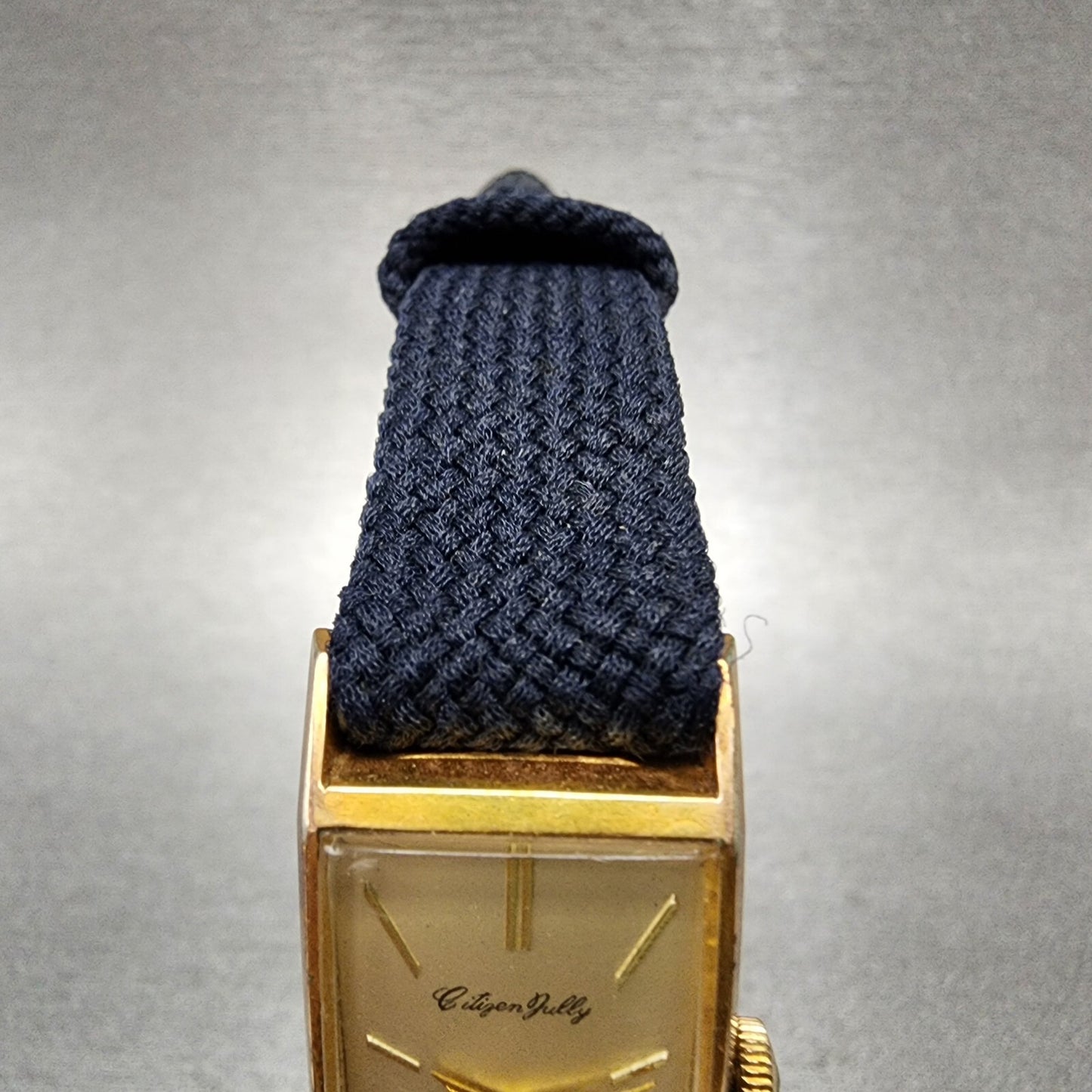 Citizen Jully Tank Watch Women 17mm Champange Dial Gold Tone Rectangle Runs4