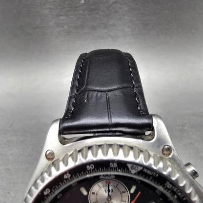 Seiko Pulsar Chronograph Watch Men 41mm Black Dial Silver Alarm Date N945 NewBat4