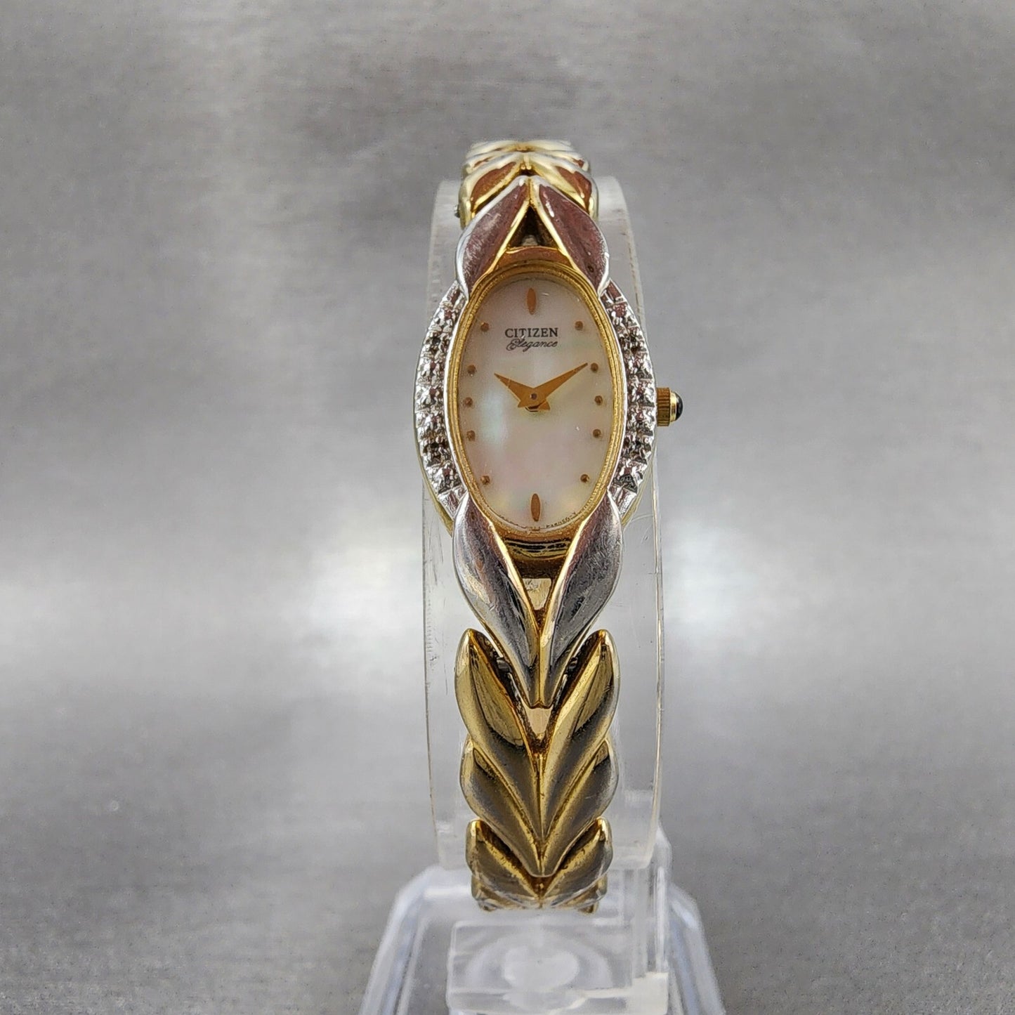 Citizen Elegance Watch Women 15mm MOP Dial Gold Tone Oval 5421F44701 New Batt5