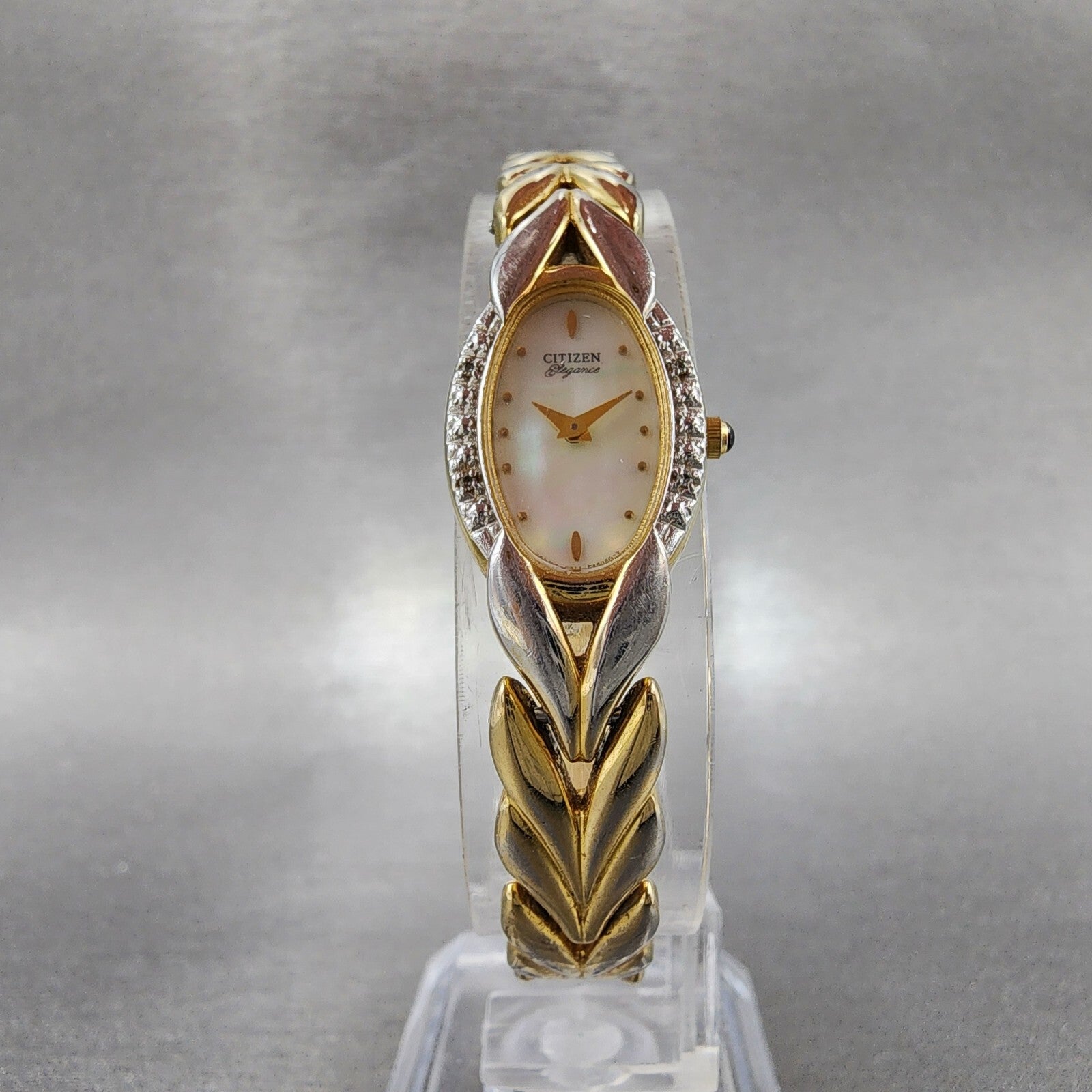 Citizen Elegance Watch Women 15mm MOP Dial Gold Tone Oval 5421F44701 New Batt5