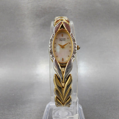 Citizen Elegance Watch Women 15mm MOP Dial Gold Tone Oval 5421F44701 New Batt5