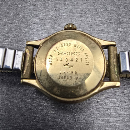 Seiko Watch Women 24mm White Dial Gold Tone Round 17-0730 Manal Wind Runs VTG10