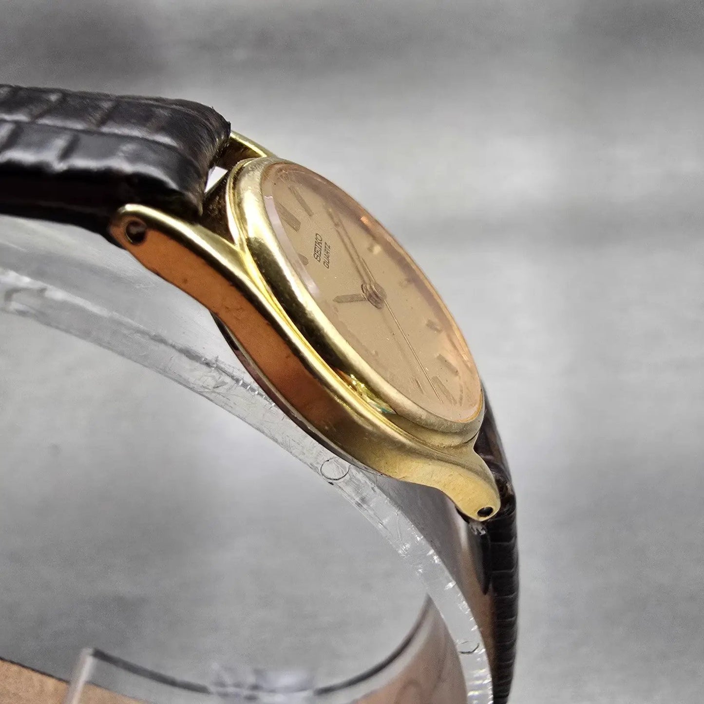 Seiko Watch Women 21mm Gold Dial Gold Tone Round 2C21-0029 New Battery VTG3