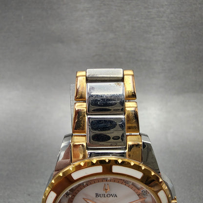 Bulova Diamond Watch Women 32mm MOP Dial Two Tone Round 98P134 New Battery4