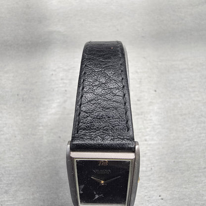 Bulova Watch Women 22mm Black Dial Silver Tone Rectangle 91M00 New Battery4