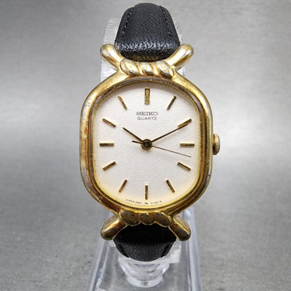 Seiko Watch Women 20mm White Dial Gold Plated Oval 26215230 New Battery VTG1