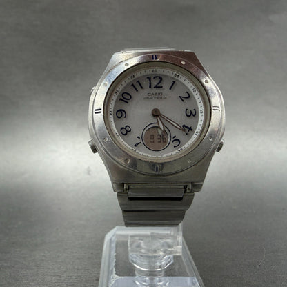 Casio Waveceptor Watch Women 35mm White Dial Silver Tone Analog Digital READ!!!!5