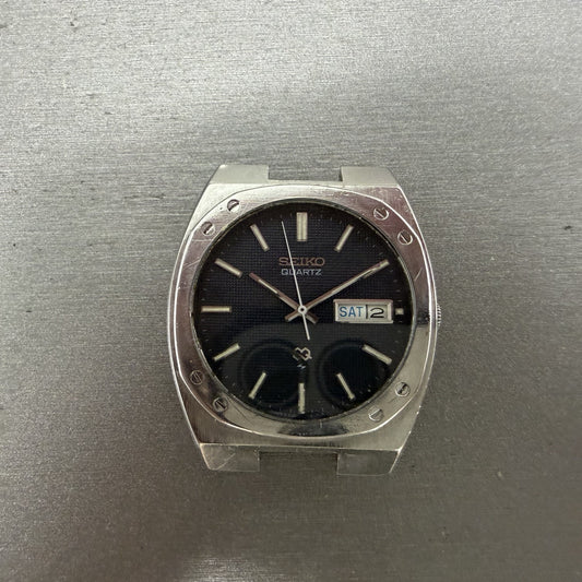 Seiko SQ watch Men 36mm Blue Dial Silver Tone Daydate 4336-8129 New Batt READ!!0