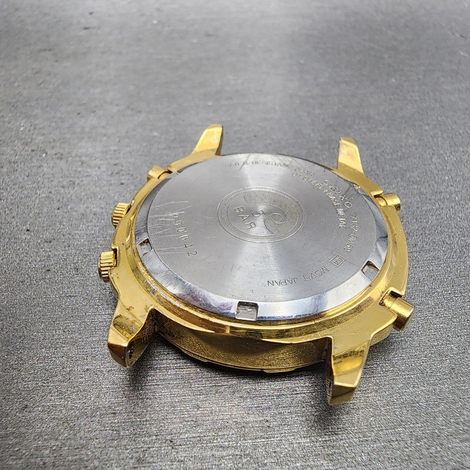 Seiko Chronograph Watch Men 39mm Champagne Dial Gold Tone Date 7t326m59 PARTS8