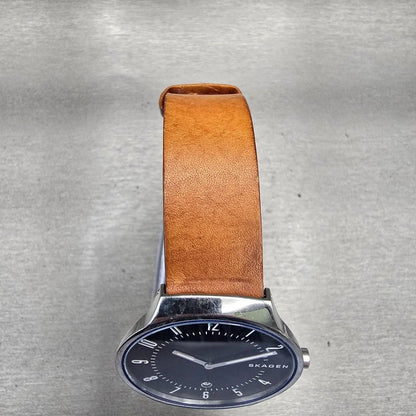 Skagen Grenen Watch Men 38mm Blue Dial Silver Tone Date Round SKW6457 New Batt4