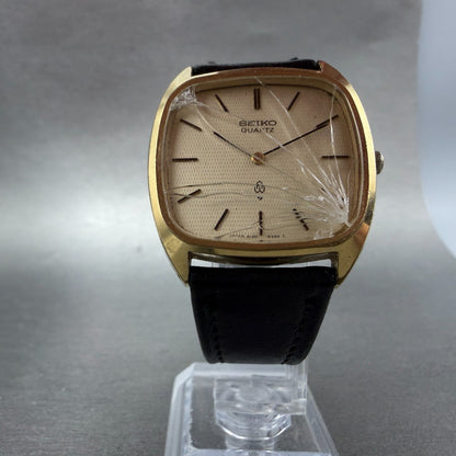 Seiko Watch Men 33mm Champagne Dial Gold Tone READ!!!!!!!! 4130-5320 New Battery5