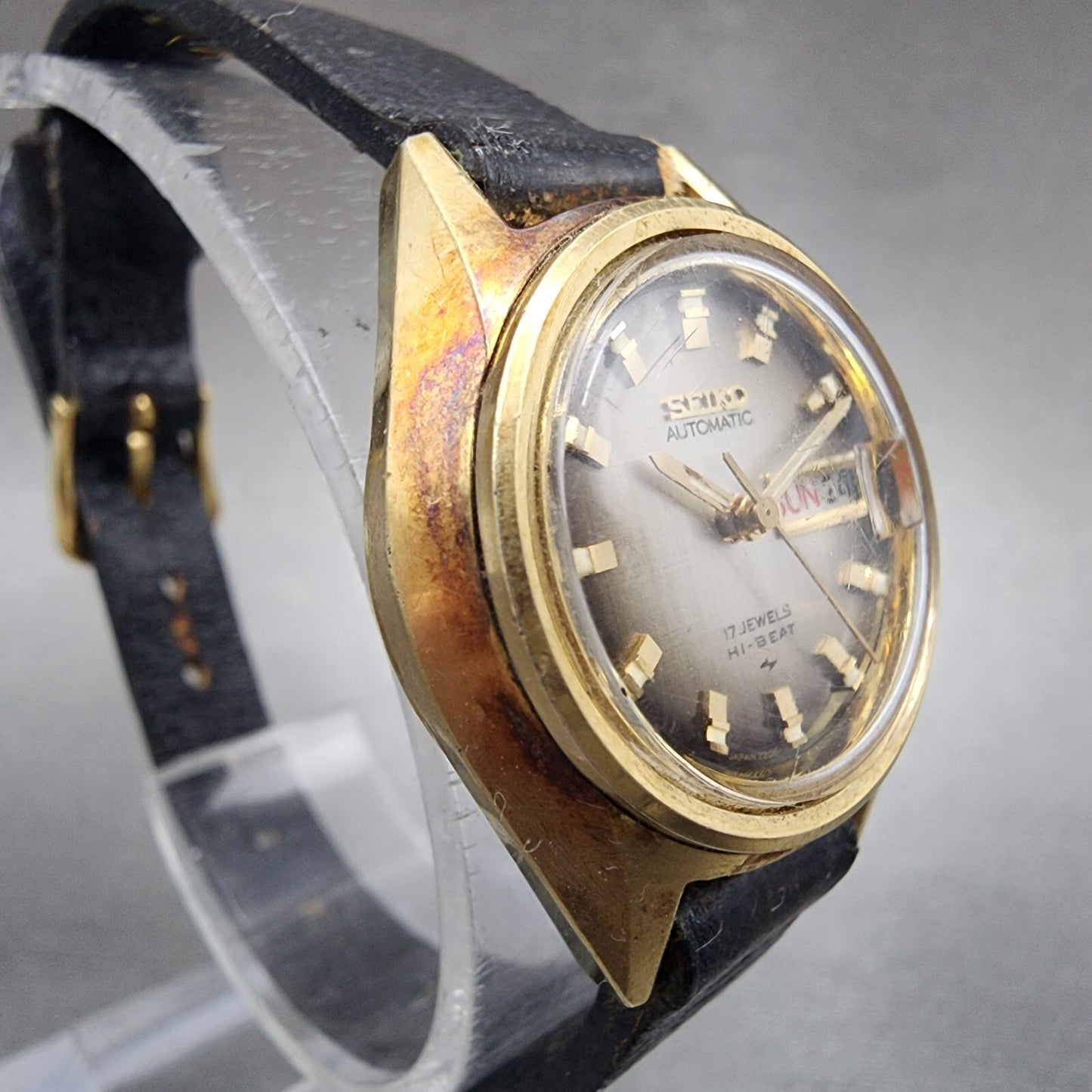 Seiko Automatic Watch Women 24mm Brown Dial Gold Tone Daydate READ!!!! Runs3