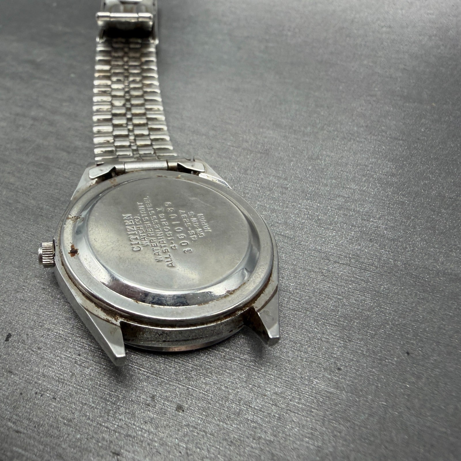 Citizen Seven Star Watch Men 35mm Silver Dial Silver Tone Daydate 4-140214 PARTS11