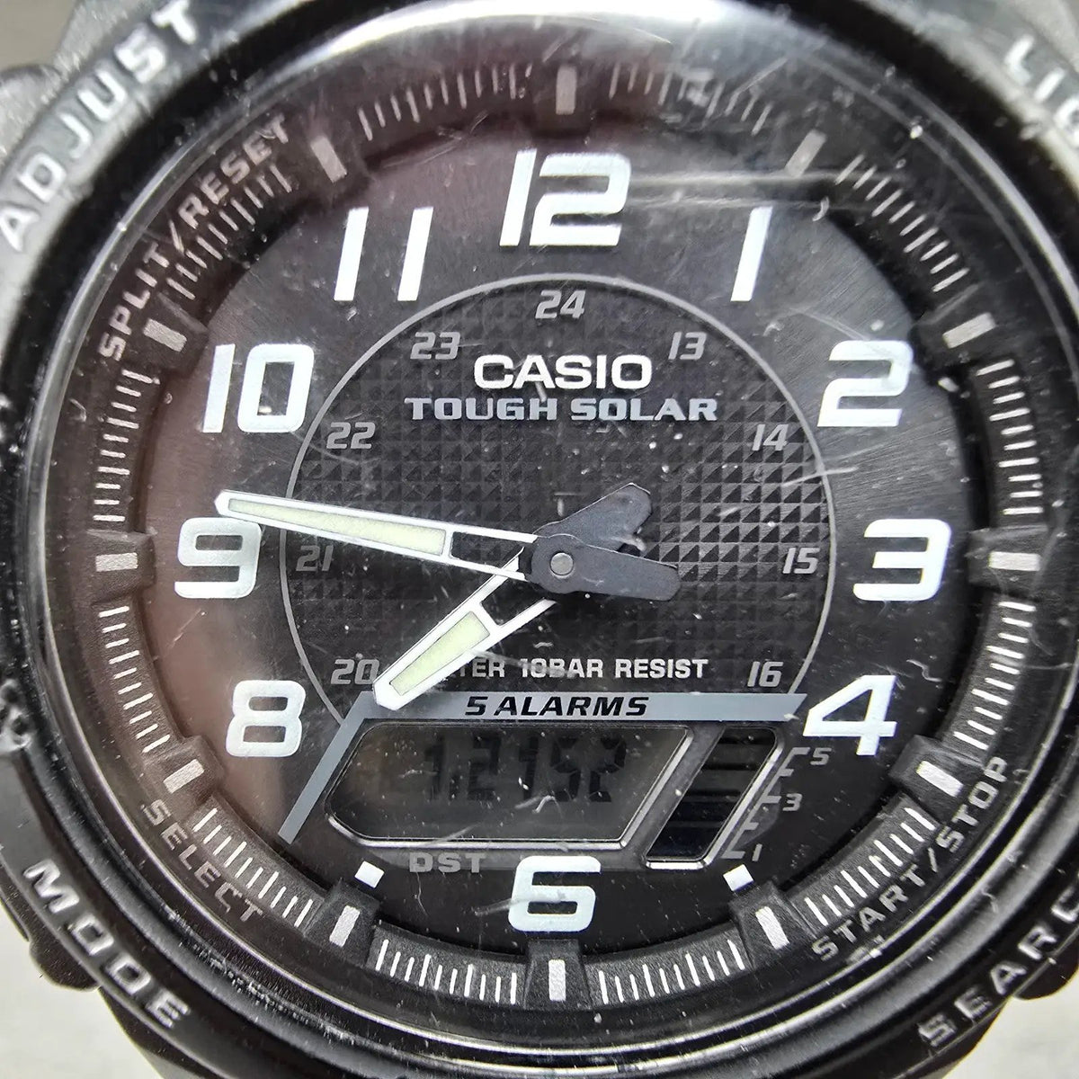 Casio AQ-S800W Watch Men 42mm Black Dial Black Chronograph Alarm Solar Works1