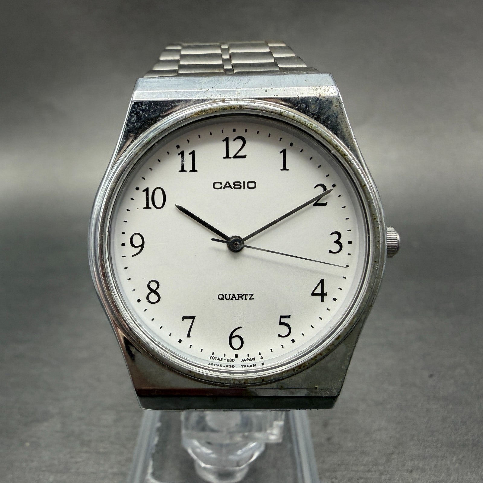 Casio MQ-336 Watch Men 33mm White Dial Silver Tone Round New Battery Vintage OPI0