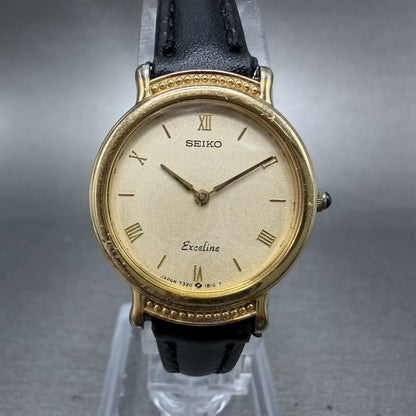 Seiko Exceline Watch 23mm Women Champagne Dial Gold Tone 7320-0370 New Battery0