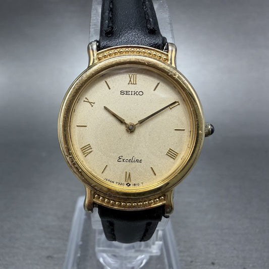 Seiko Exceline Watch 23mm Women Champagne Dial Gold Tone 7320-0370 New Battery0