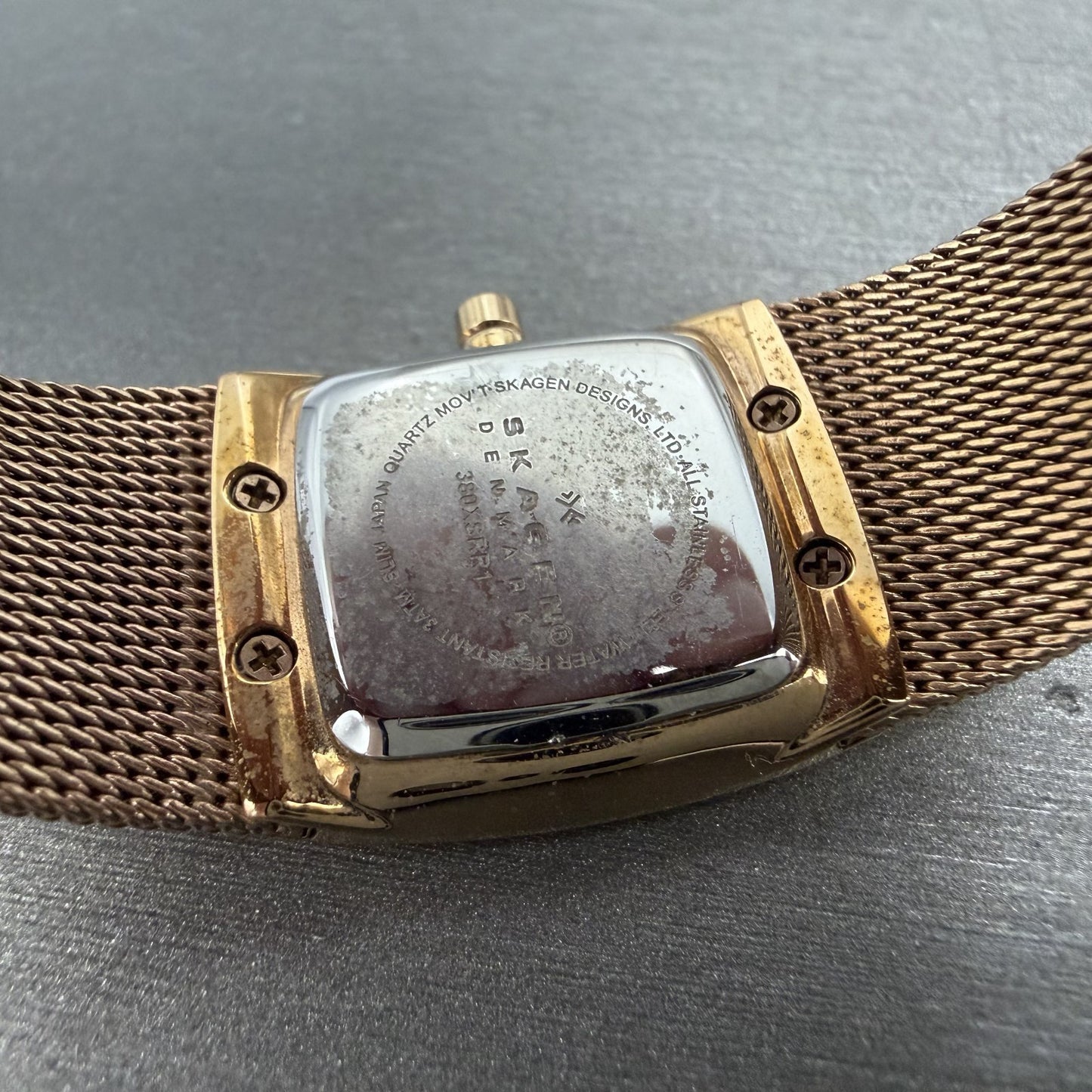 Skagen Tank Watch Women 21mm MOP Dial Rose Gold Rectangle 380XSRR1 New Battery9