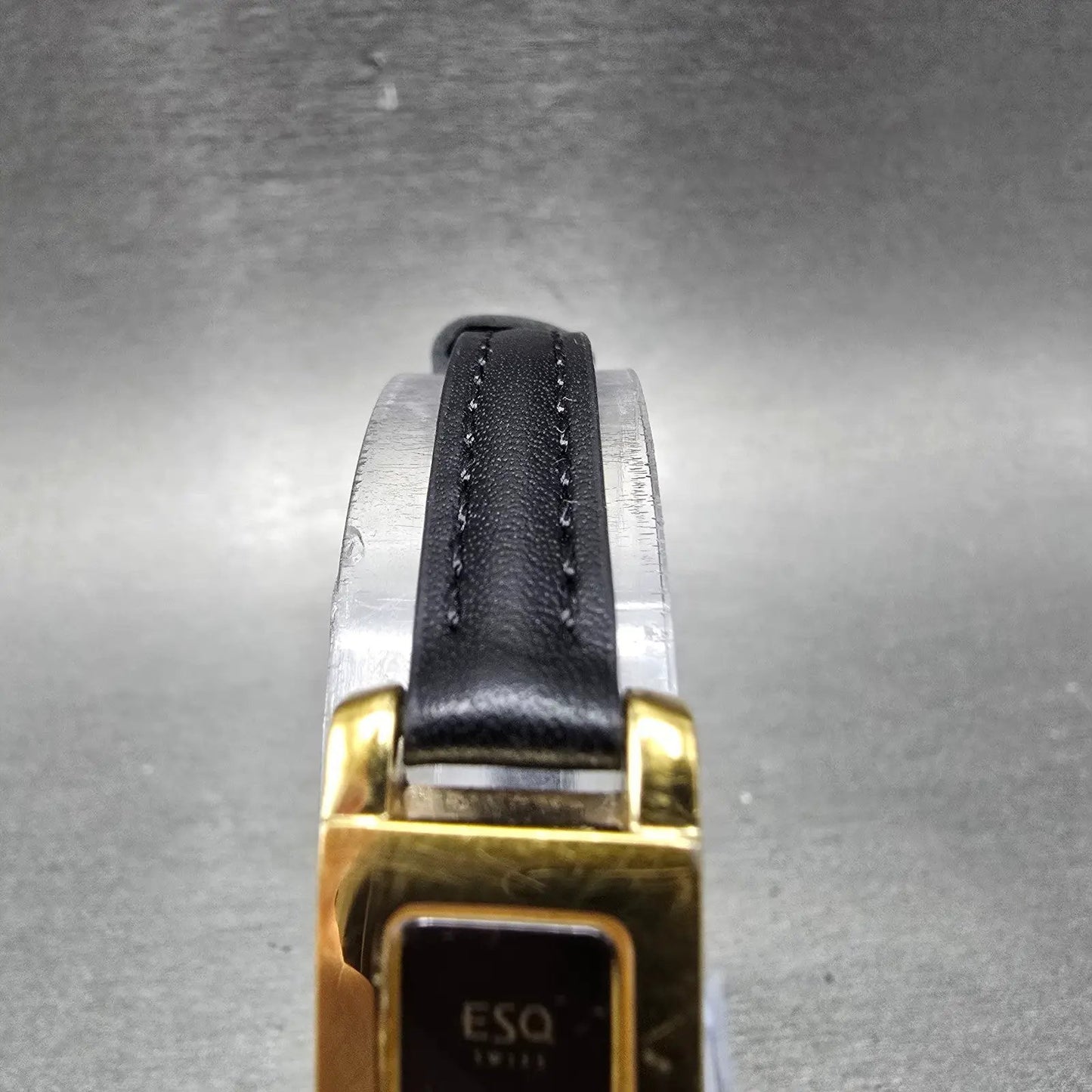 ESQ Tank Watch Women 13mm Black Dial Gold Tone Rectangle 100677 New Battery4