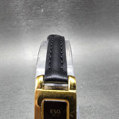 ESQ Tank Watch Women 13mm Black Dial Gold Tone Rectangle 100677 New Battery4