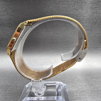 Seiko Tank Watch Men 27mm White Dial Gold Tone Rectangle 5P30-5410 New Battery6