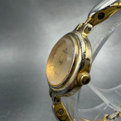 Junghans Watch Women 21mm Gold Dial Gold Tone Round Bangle New Battery2