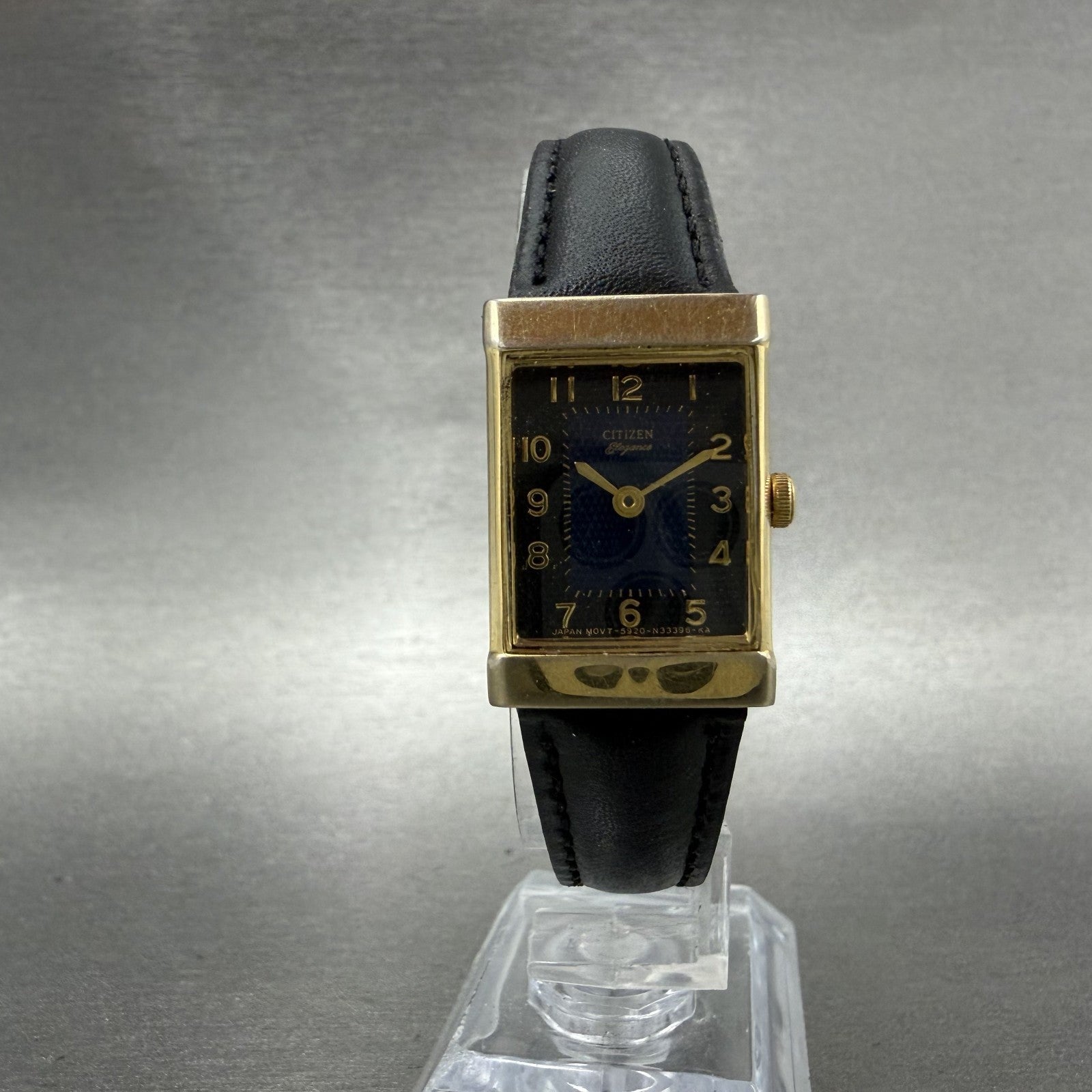 Citizen Elegance Tank Watch Women 18mm Blue Dial Gold Tone Rectangle New battery5