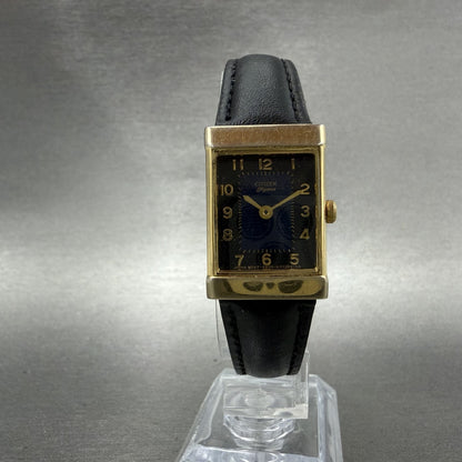 Citizen Elegance Tank Watch Women 18mm Blue Dial Gold Tone Rectangle New battery5