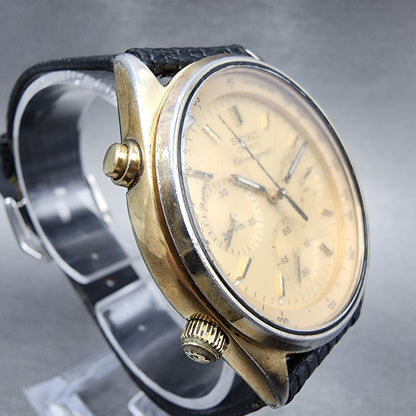 Seiko Chronograph Watch Men 37mm Gold Dial Two Tone 7A28-7029 Round READ!!!!!
